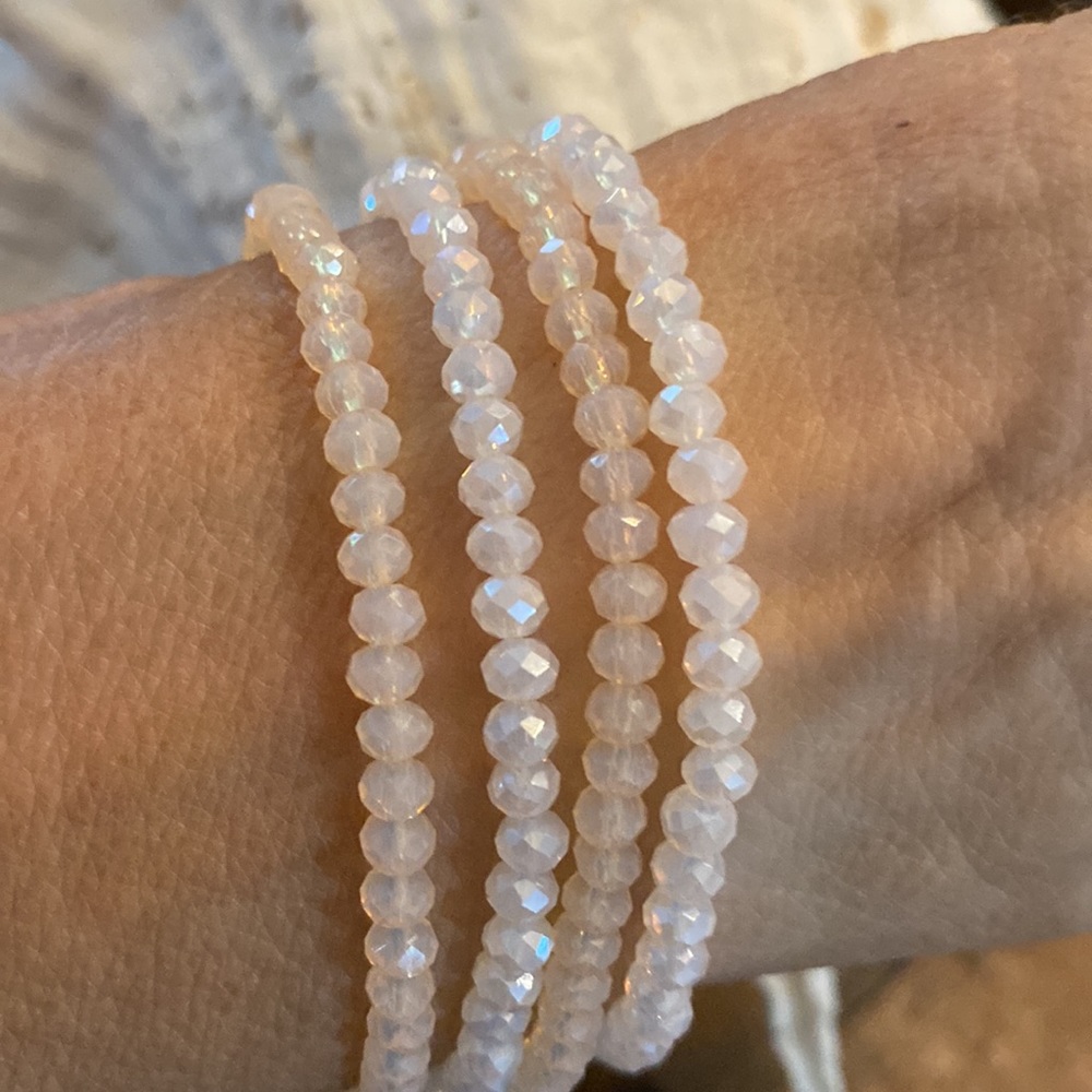 Pick quartz stacking bracelets